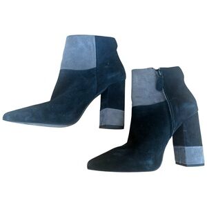 Senso | Warren black and gray suede boots chunky heel side zipper size 39